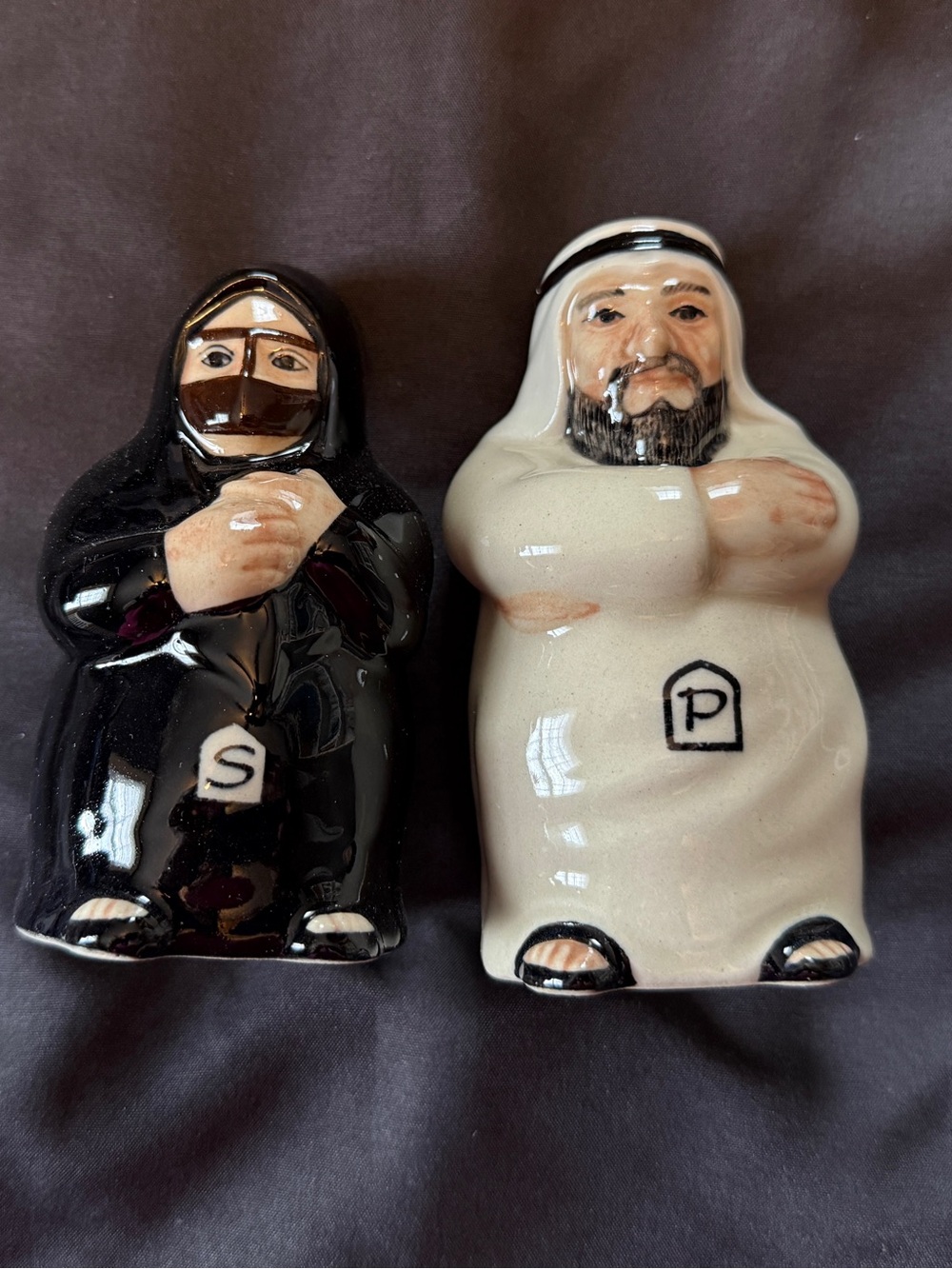 Arabic Couple Salt & Pepper Shaker Set. New in box. Brought back from Dubai.